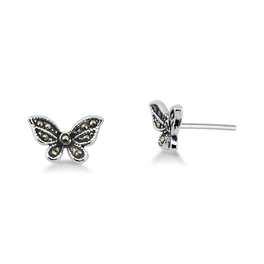 BRINCO DE PRATA ENVELHECIDA BORBOLETA COM ZIRCONIAS STILL